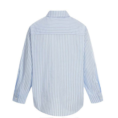 Letter printed cartoon dog striped long sleeved shirt