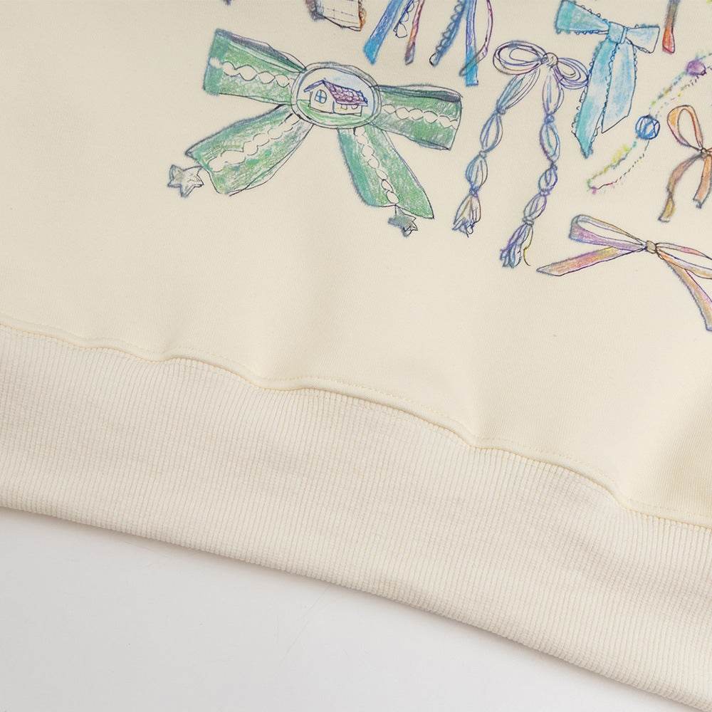 Bow Graffiti Printed Hoodie For Women MuddyStock