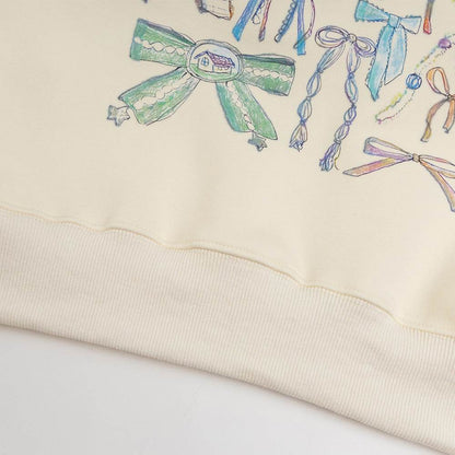 Bow Graffiti Printed Hoodie For Women MuddyStock
