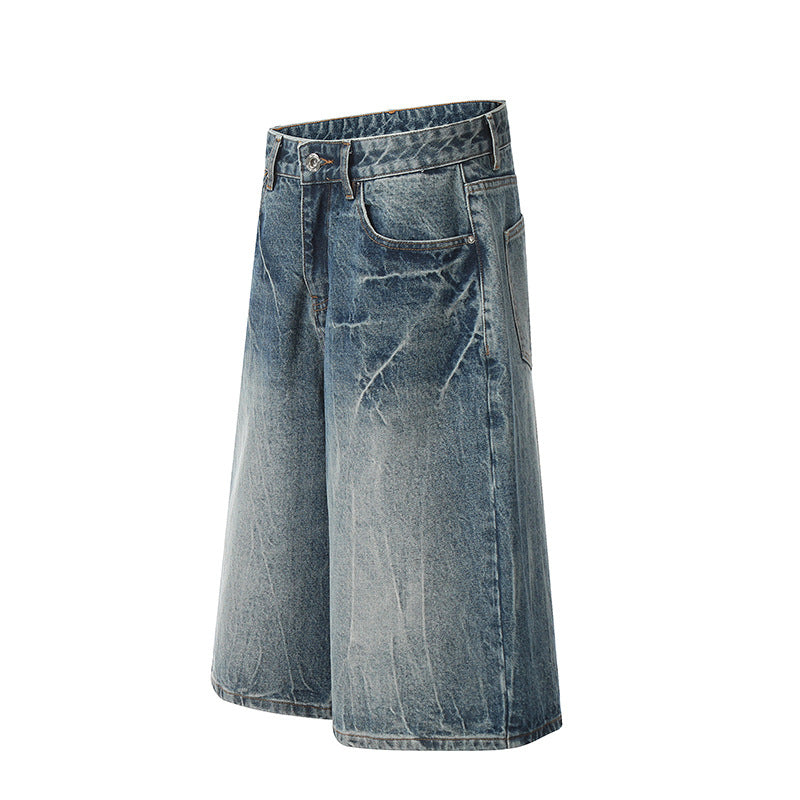 Make old blue lightning denim shorts