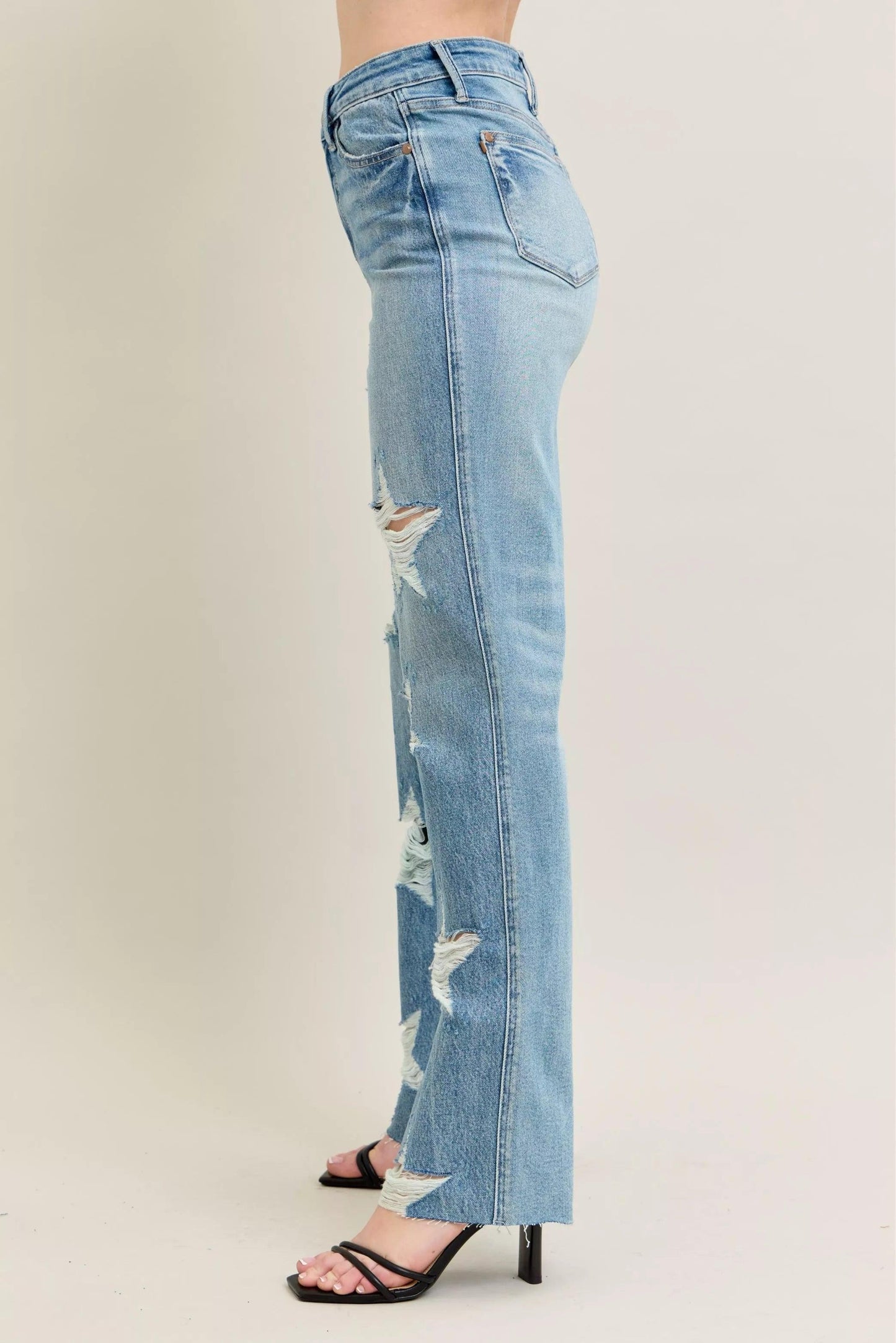 High Waist Rigid Magic Star Shaped Jeans For Women