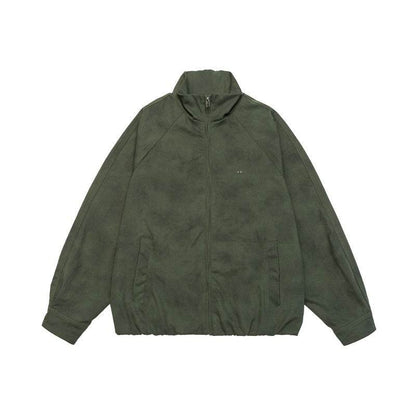 Faded Loose Fit Stand Collar Jacket For Men | MuddyStock Originals Green MuddyStock