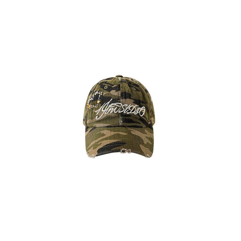 Denim Retro Sunshade Embroidered Hot Diamond Baseball Cap Camouflage F MuddyStock