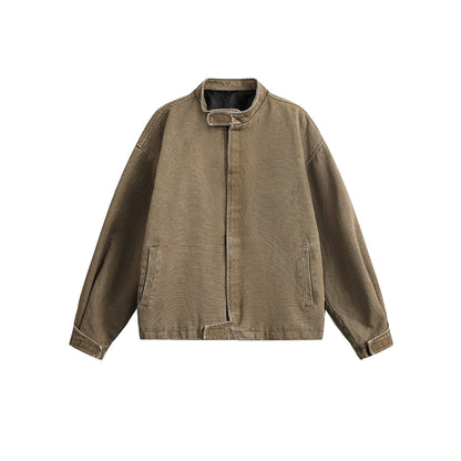 American Retro Simple Loose Padded Shoulder Jacket Khaki All Products