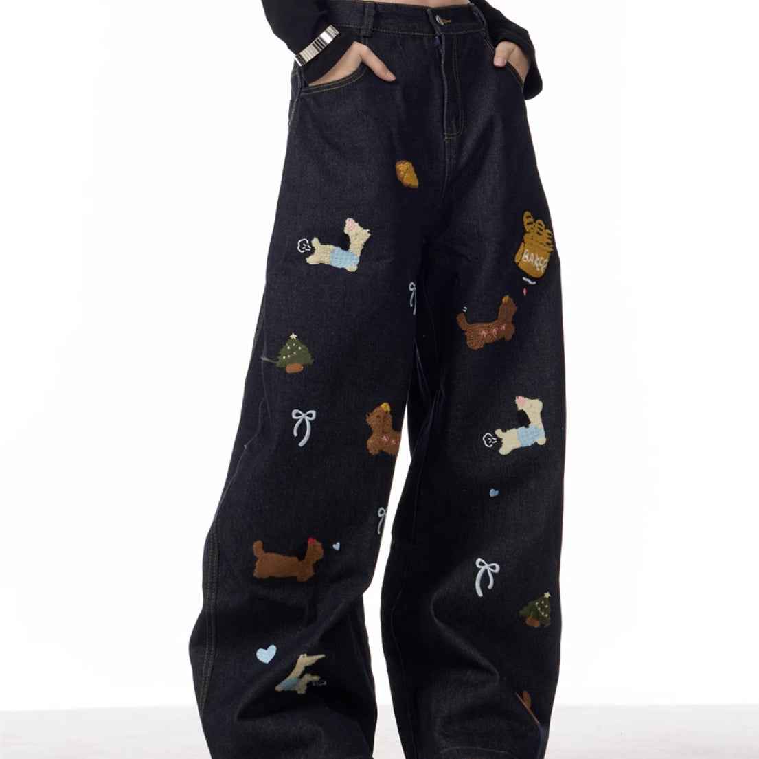 Sausage Dog Patchwork Jeans For Women MuddyStock
