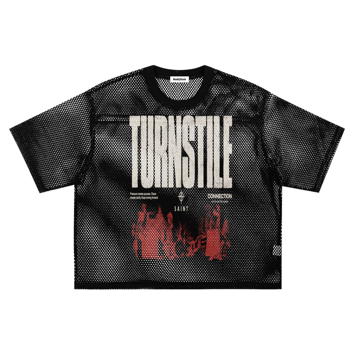 See-through Boxy Net T-Shirt For Men Black