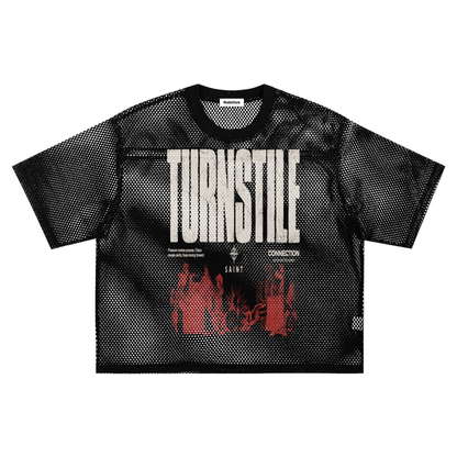See-through Boxy Net T-Shirt For Men Black