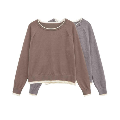 Minimalist style loose double layered long sleeved round neck top for women | MuddyStock Originals
