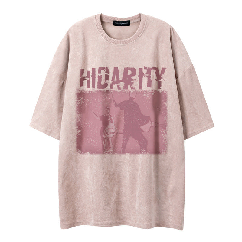 Abstract short sleeved letter figurine Pink