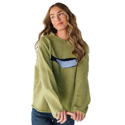 Round Neck Small Fish Pattern Knitted Sweater For Women MuddyStock
