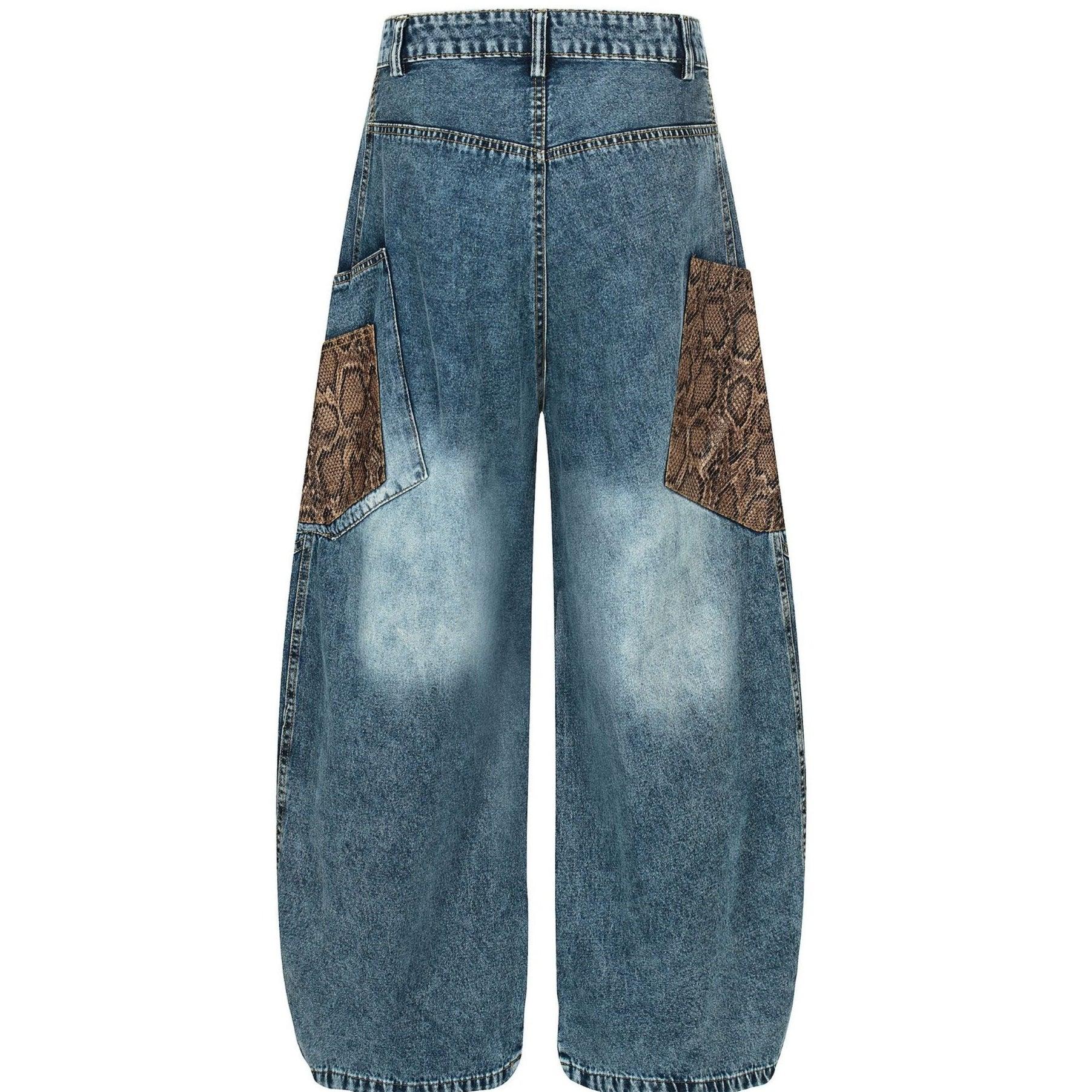 Men's Retro Washed Loose Wide Leg Jeans Blue All Products
