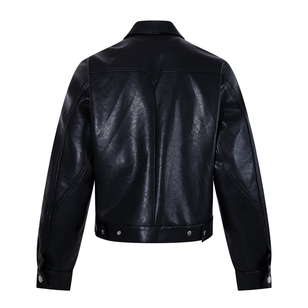 Collar motorcycle leather jacket for men | MuddyStock Originals