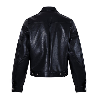 Collar motorcycle leather jacket for men | MuddyStock Originals