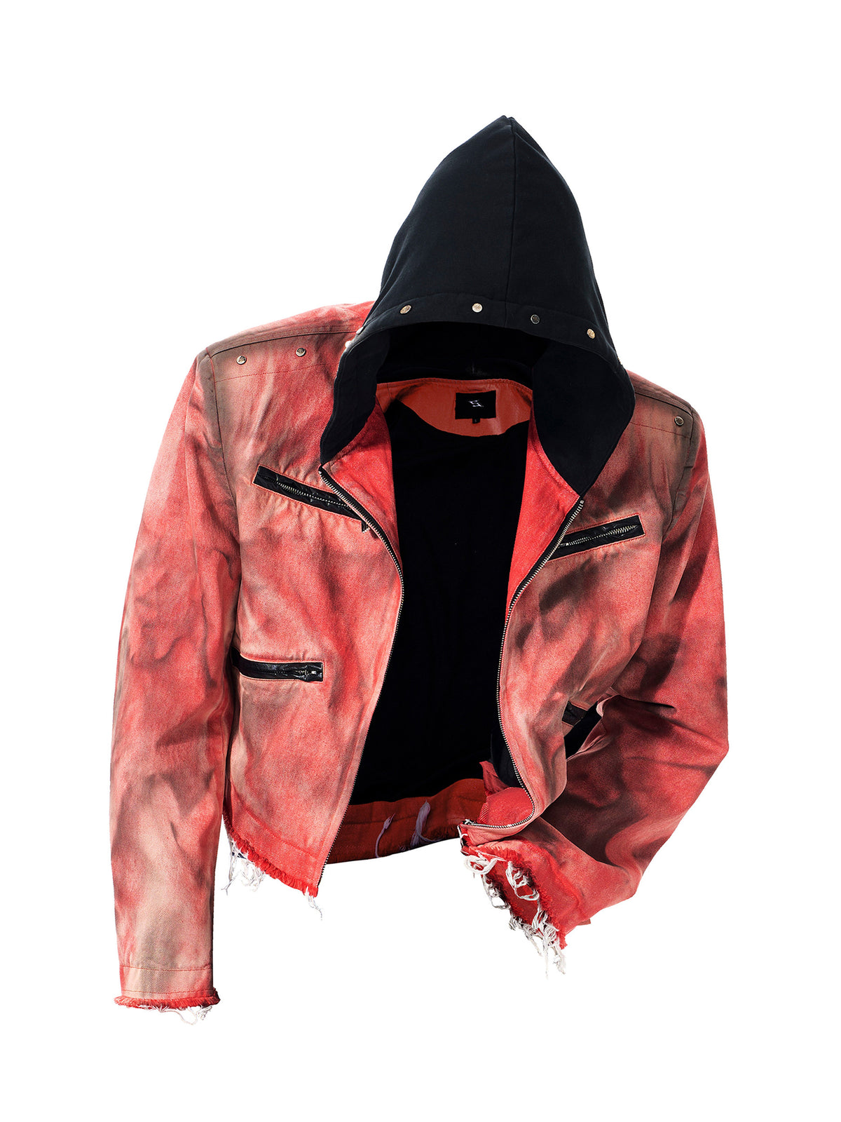 Hand-painted Distressed Hooded Denim Jacket For Men All Products