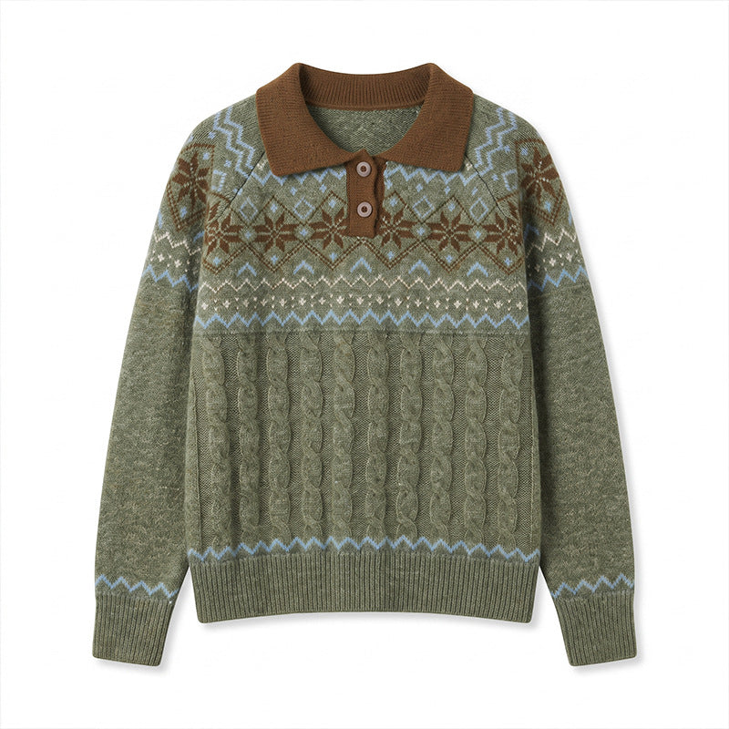 Polo collar long sleeved sweater for women | MuddyStock Originals