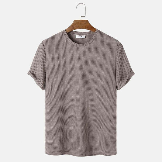 Men Summer Solid Color Round Neck Basic T-Shirts MuddyStock