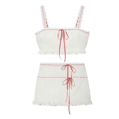 Jacquard lace camisole top+ lace half skirt for women | MuddyStock Originals Set
