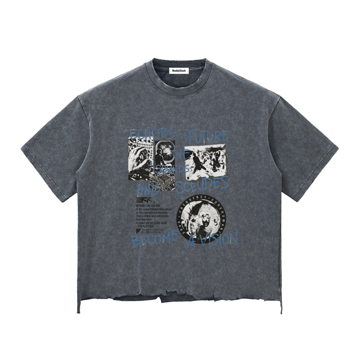 Snow Wash Raw-Hem Boxy T-shirt For Men | MuddyStock Originals Washed Cement Gray