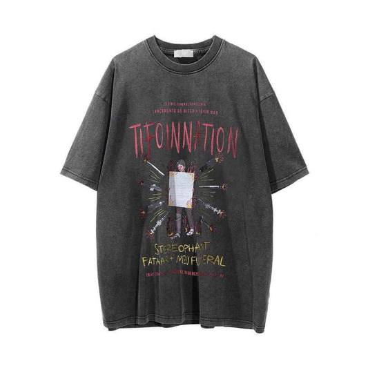 Printed Washed-out T-shirt For Men MuddyStock