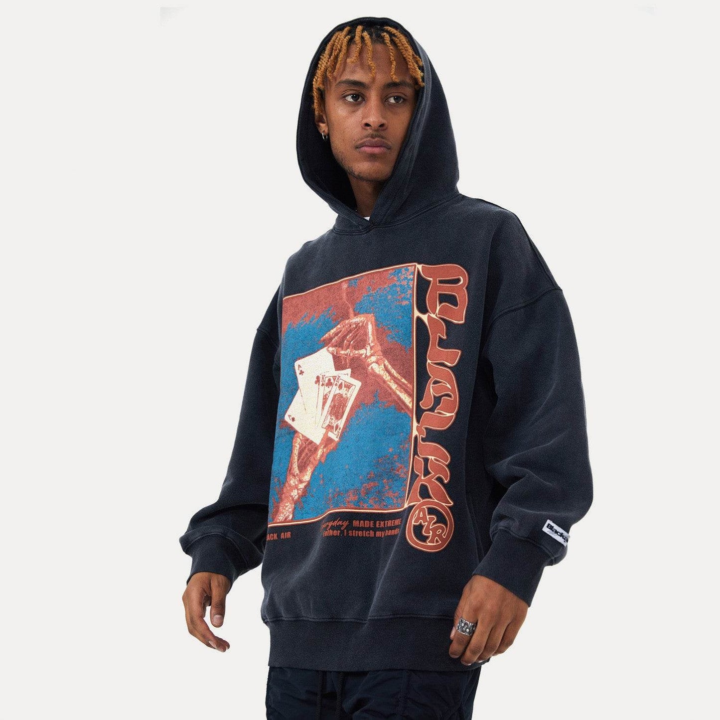 Street Retro Poker Printed Hoodie For Men MuddyStock