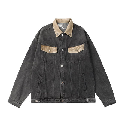 Patchwork Lapel Jacket For Men null