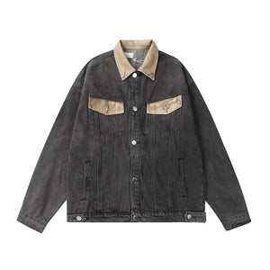Patchwork Lapel Jacket For Men Black null