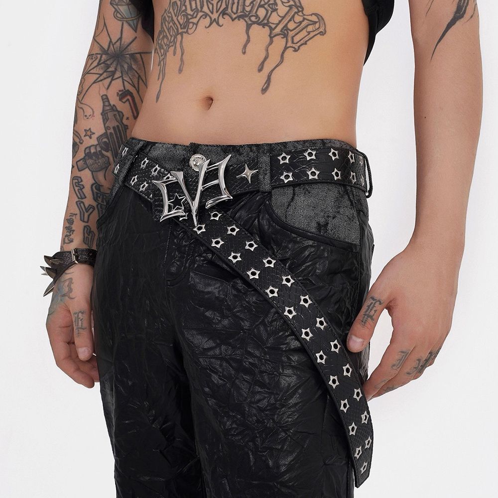 Rivet Retro Stylish Leather Belt Black