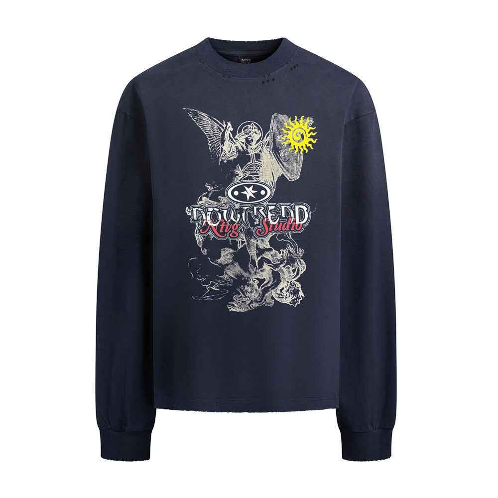 Printed long sleeved T-shirt For Men | MuddyStock Originals Royal Blue