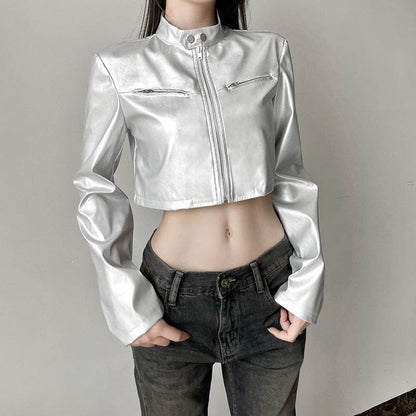 Zipper Short Leather Jacket For Women | MuddyStock Originals MuddyStock