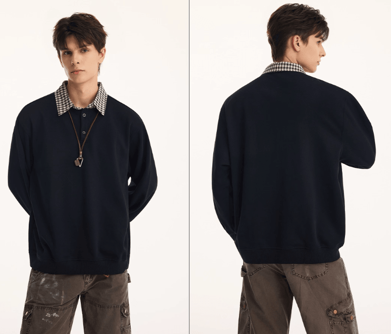 Retro Style American Fake Two Piece Sweater null