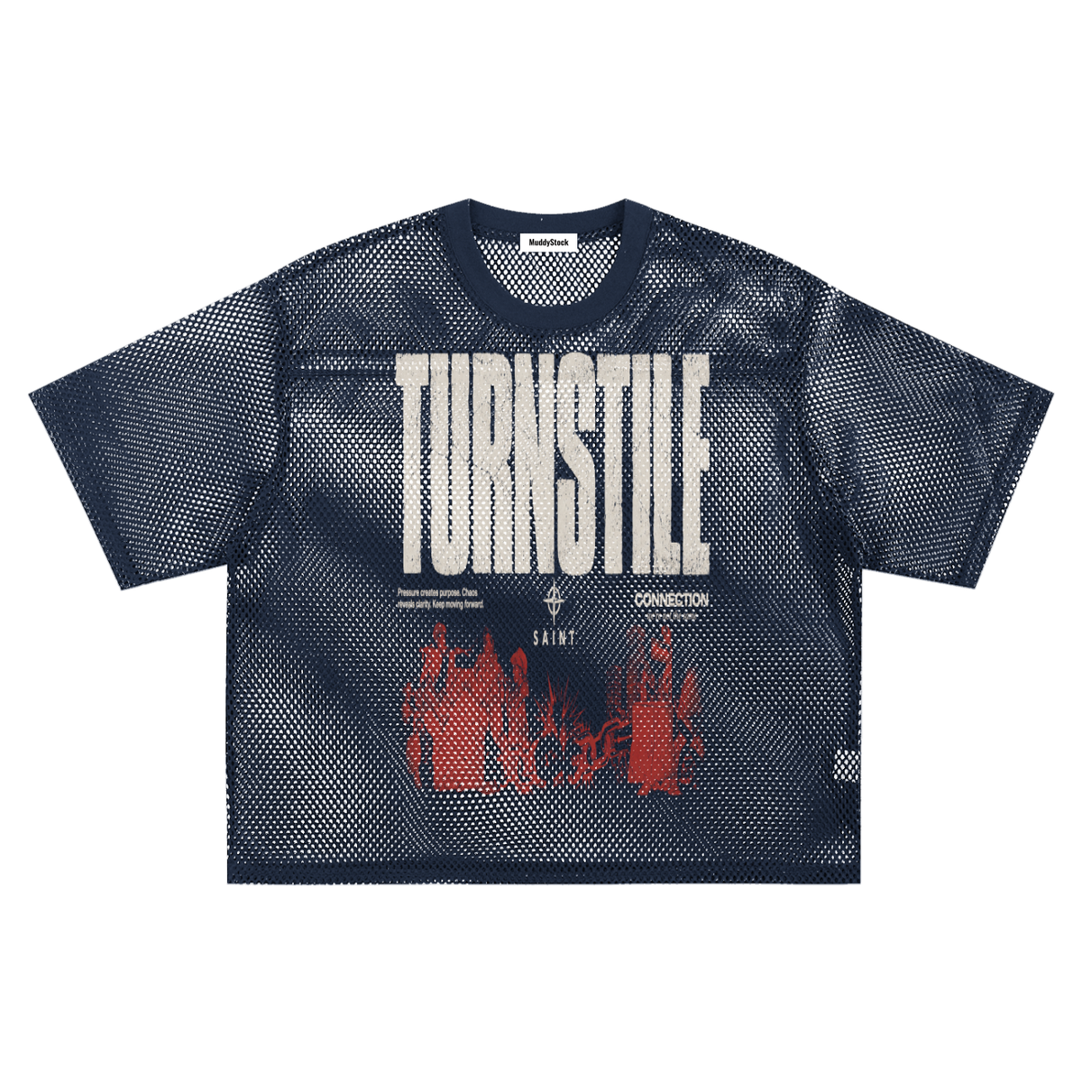 See-through Boxy Net T-Shirt For Men Blue