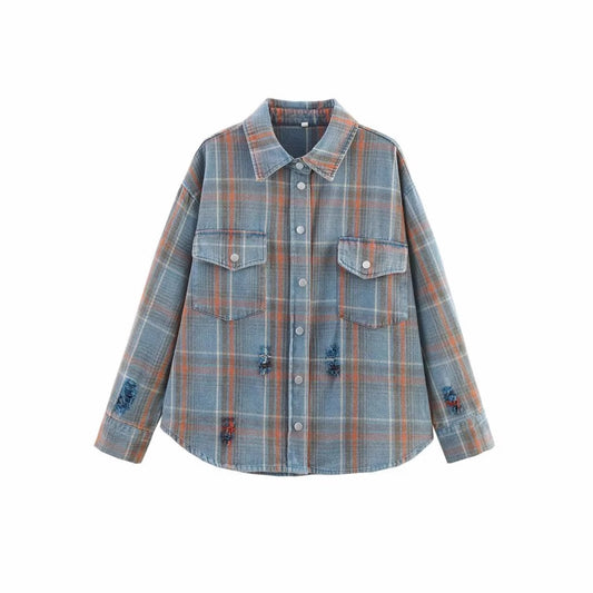 Casual collar long sleeved checkered pocket shirt for men and women | MuddyStock Originals MuddyStock