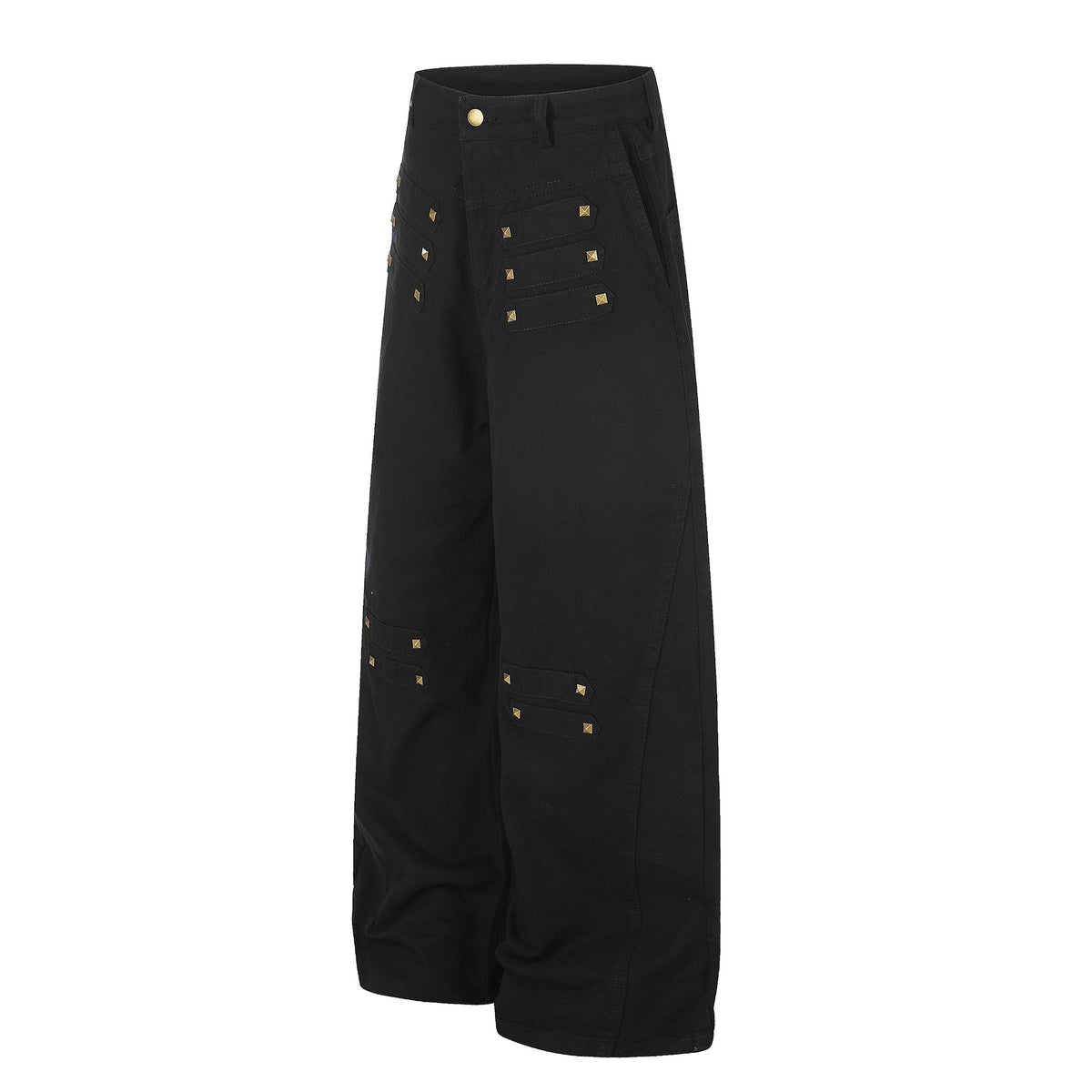Metal Rivet Wide Leg Distressed Wash Vintage Drape Jeans For Women | MuddyStock Originals