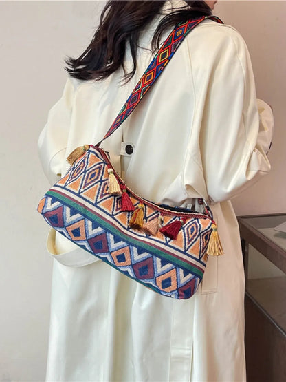 Tassel Adjustable Strap Shoulder Bag For Women