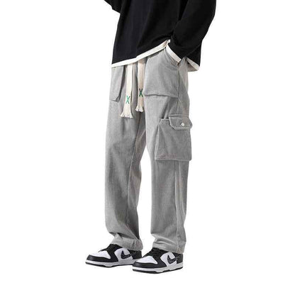 Men's Loose All-matching Corduroy Multi-pocket Straight Cargo Pants MuddyStock