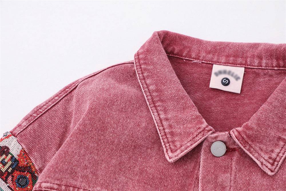 Stitching Edging Denim Jacket For Women MuddyStock