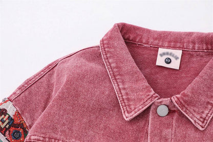 Stitching Edging Denim Jacket For Women MuddyStock