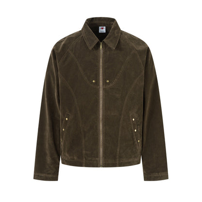 Retro Patchwork Black Jacket Unisex Designer-Style Niche Loose Coat Dark Brown All Products