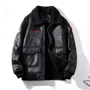 Fleece-lined Thickened Suede Fabric Jacket For Men Black