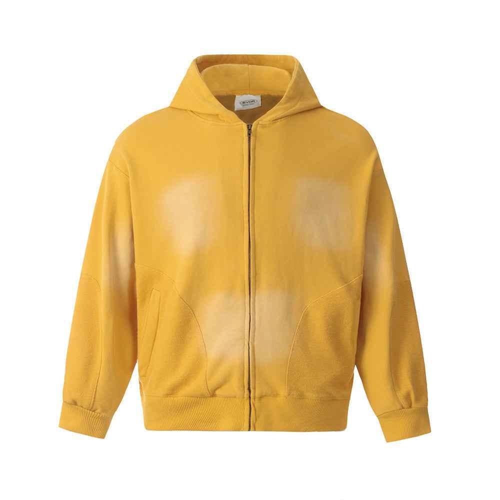 Waste Soil Tie-dyed Washed Hoodie For Men Yellow null