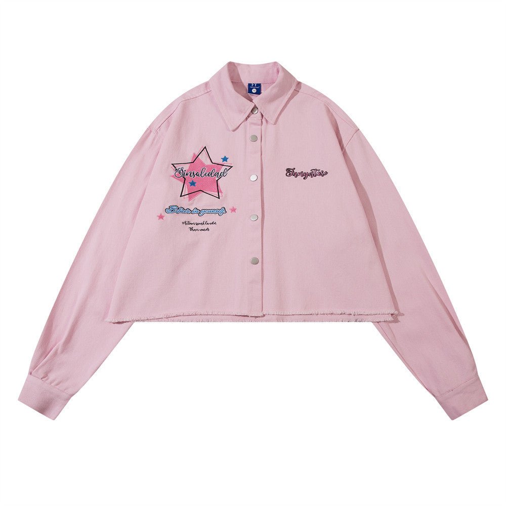 Five-pointed Star Long-sleeved Shirt For Women FY5862 Pink