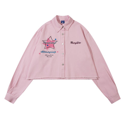 Five-pointed Star Long-sleeved Shirt For Women FY5862 Pink