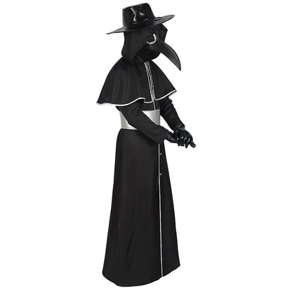 Medieval Steampunk Crow Dark Style Costume with Long Beak Mask For Halloween