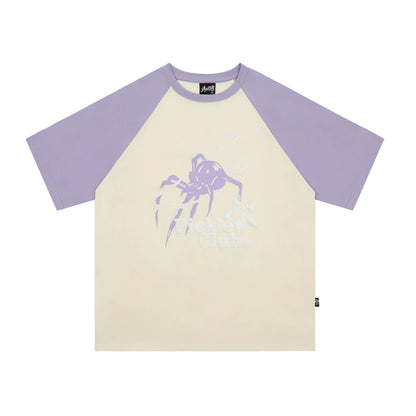 Vintage Oversized Street Retro T-shirt For Women Purple beige white MuddyStock