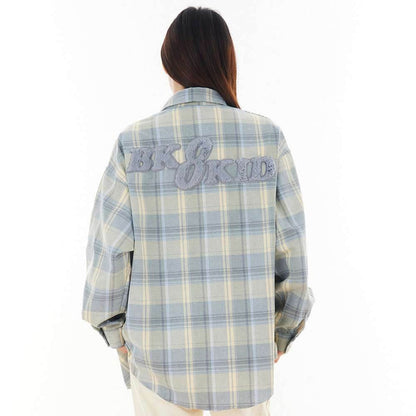 Loose Plaid Long Sleeve Shirt For Women MuddyStock