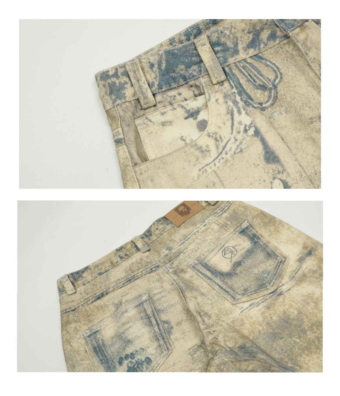 Retro Full Printed Washed Jeans For Men And Women MuddyStock