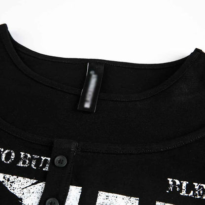 Abstract fuzzy printed fake two piece long sleeved T-shirt for men | MuddyStock Originals
