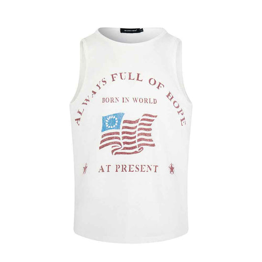 Letter printed shoulder round neck men's vest