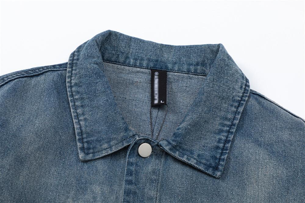 European And American Style Stitching PU Leather Sleeve Denim Jacket For Women null