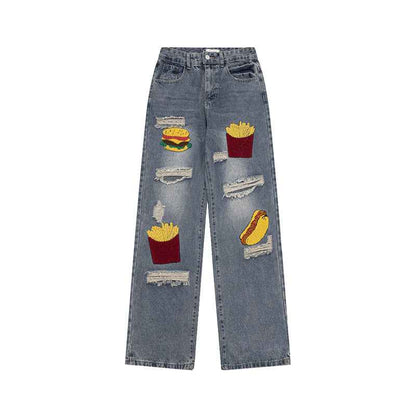 Ripped Loose Straight Wide Leg Oversized Jeans For Women MuddyStock